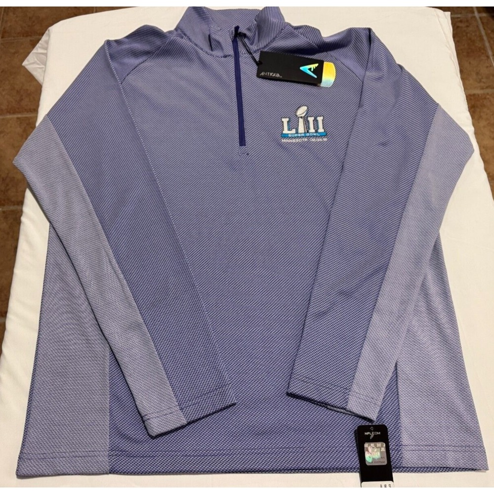 Antigua NFL Team Apparel Super Bowl LII 1/4 Zip Pullover Brand New W/Tags Large